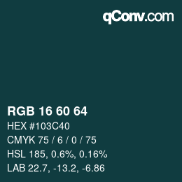 カラーコード: RGB 16 60 64 | qconv.com