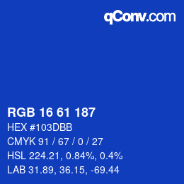 Color code: RGB 16 61 187 | qconv.com