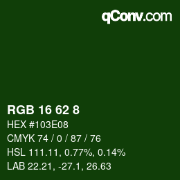 Color code: RGB 16 62 8 | qconv.com