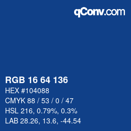 カラーコード: RGB 16 64 136 | qconv.com