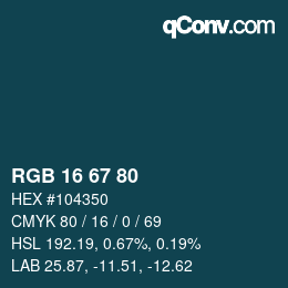 Color code: RGB 16 67 80 | qconv.com
