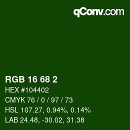 Color code: RGB 16 68 2 | qconv.com