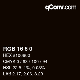 Color code: RGB 16 6 0 | qconv.com