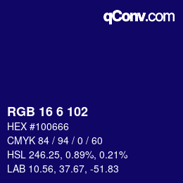 カラーコード: RGB 16 6 102 | qconv.com