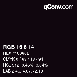 Color code: RGB 16 6 14 | qconv.com