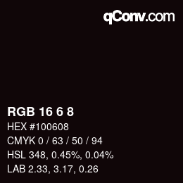 カラーコード: RGB 16 6 8 | qconv.com