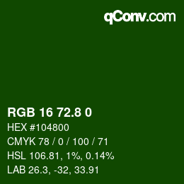 カラーコード: RGB 16 72.8 0 | qconv.com