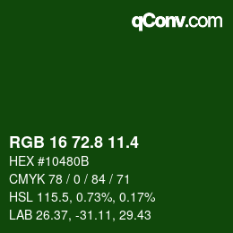カラーコード: RGB 16 72.8 11.4 | qconv.com