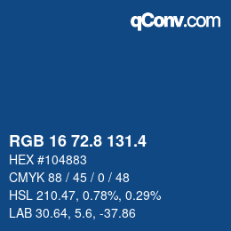 カラーコード: RGB 16 72.8 131.4 | qconv.com