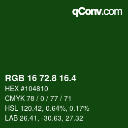 カラーコード: RGB 16 72.8 16.4 | qconv.com