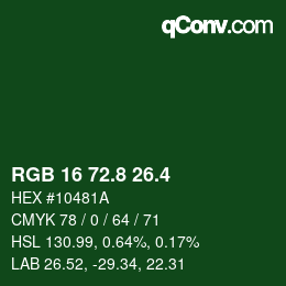 カラーコード: RGB 16 72.8 26.4 | qconv.com