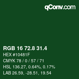 カラーコード: RGB 16 72.8 31.4 | qconv.com
