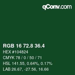 カラーコード: RGB 16 72.8 36.4 | qconv.com