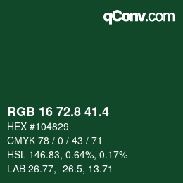 カラーコード: RGB 16 72.8 41.4 | qconv.com