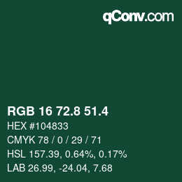 カラーコード: RGB 16 72.8 51.4 | qconv.com