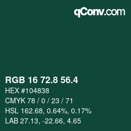 カラーコード: RGB 16 72.8 56.4 | qconv.com