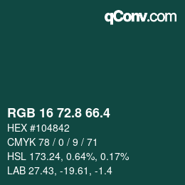 カラーコード: RGB 16 72.8 66.4 | qconv.com