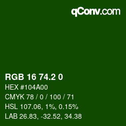 カラーコード: RGB 16 74.2 0 | qconv.com