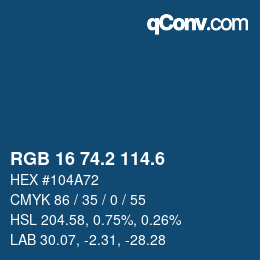 カラーコード: RGB 16 74.2 114.6 | qconv.com