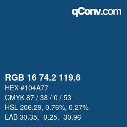 カラーコード: RGB 16 74.2 119.6 | qconv.com
