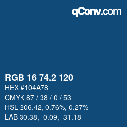 カラーコード: RGB 16 74.2 120 | qconv.com