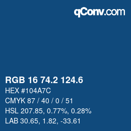 カラーコード: RGB 16 74.2 124.6 | qconv.com