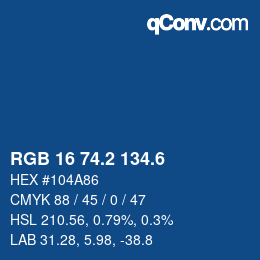 カラーコード: RGB 16 74.2 134.6 | qconv.com
