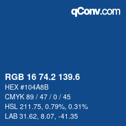 カラーコード: RGB 16 74.2 139.6 | qconv.com