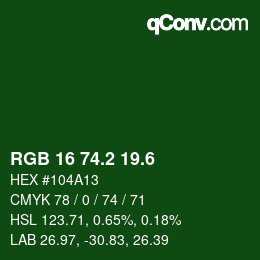 カラーコード: RGB 16 74.2 19.6 | qconv.com