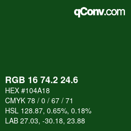 カラーコード: RGB 16 74.2 24.6 | qconv.com