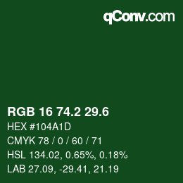 カラーコード: RGB 16 74.2 29.6 | qconv.com