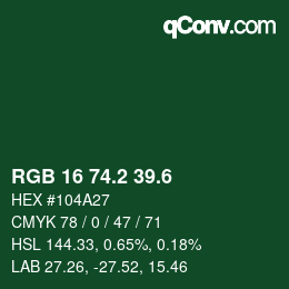 カラーコード: RGB 16 74.2 39.6 | qconv.com