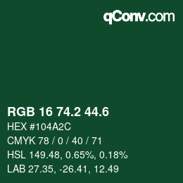 カラーコード: RGB 16 74.2 44.6 | qconv.com