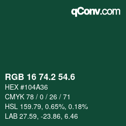 カラーコード: RGB 16 74.2 54.6 | qconv.com