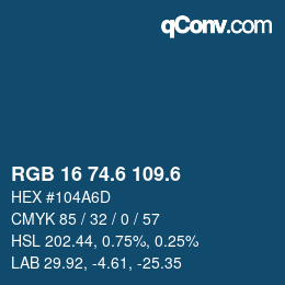 カラーコード: RGB 16 74.6 109.6 | qconv.com