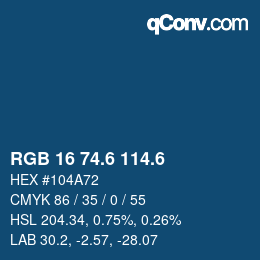 カラーコード: RGB 16 74.6 114.6 | qconv.com