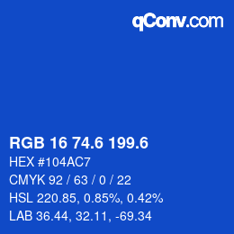 カラーコード: RGB 16 74.6 199.6 | qconv.com