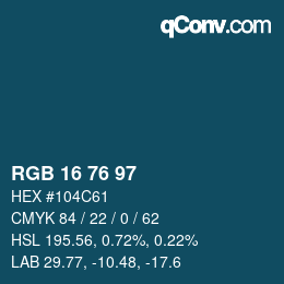 Color code: RGB 16 76 97 | qconv.com