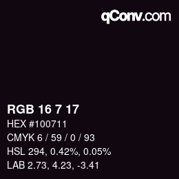 Color code: RGB 16 7 17 | qconv.com