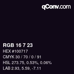 カラーコード: RGB 16 7 23 | qconv.com