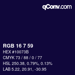 カラーコード: RGB 16 7 59 | qconv.com