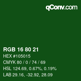Farbcode: RGB 16 80 21 | qconv.com