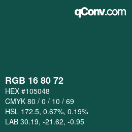 Color code: RGB 16 80 72 | qconv.com