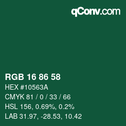 Code couleur: RGB 16 86 58 | qconv.com