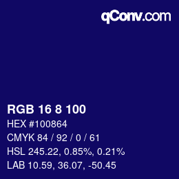 Color code: RGB 16 8 100 | qconv.com