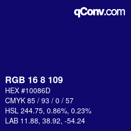Color code: RGB 16 8 109 | qconv.com