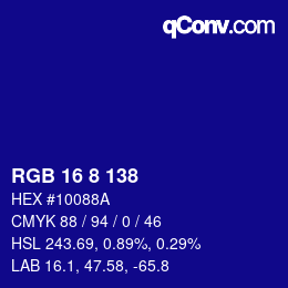 Color code: RGB 16 8 138 | qconv.com