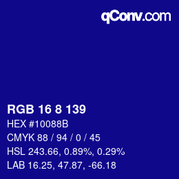 Color code: RGB 16 8 139 | qconv.com