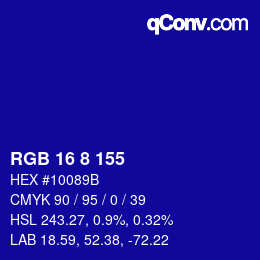 颜色代码: RGB 16 8 155 | qconv.com