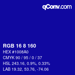 カラーコード: RGB 16 8 160 | qconv.com